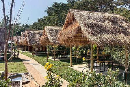 ซุ้มนั่งร้านอาหารไม้ไผ่ สิงห์บุรี